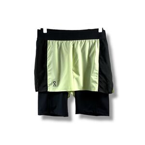 ON NWT Lined Biker Activewear Shorts in Lime Green and Black Size S